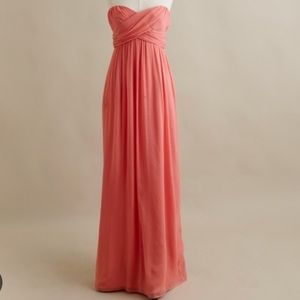 Jcrew Coral Evening Gown 8P NWT Silk Chiffon